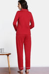 Zivame Winter Whispers Knit Cotton Pyjama Set - Haute Red — thumbnail 4